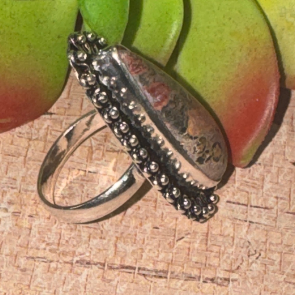 Silver Crazy Lace Agate Ring - image 5